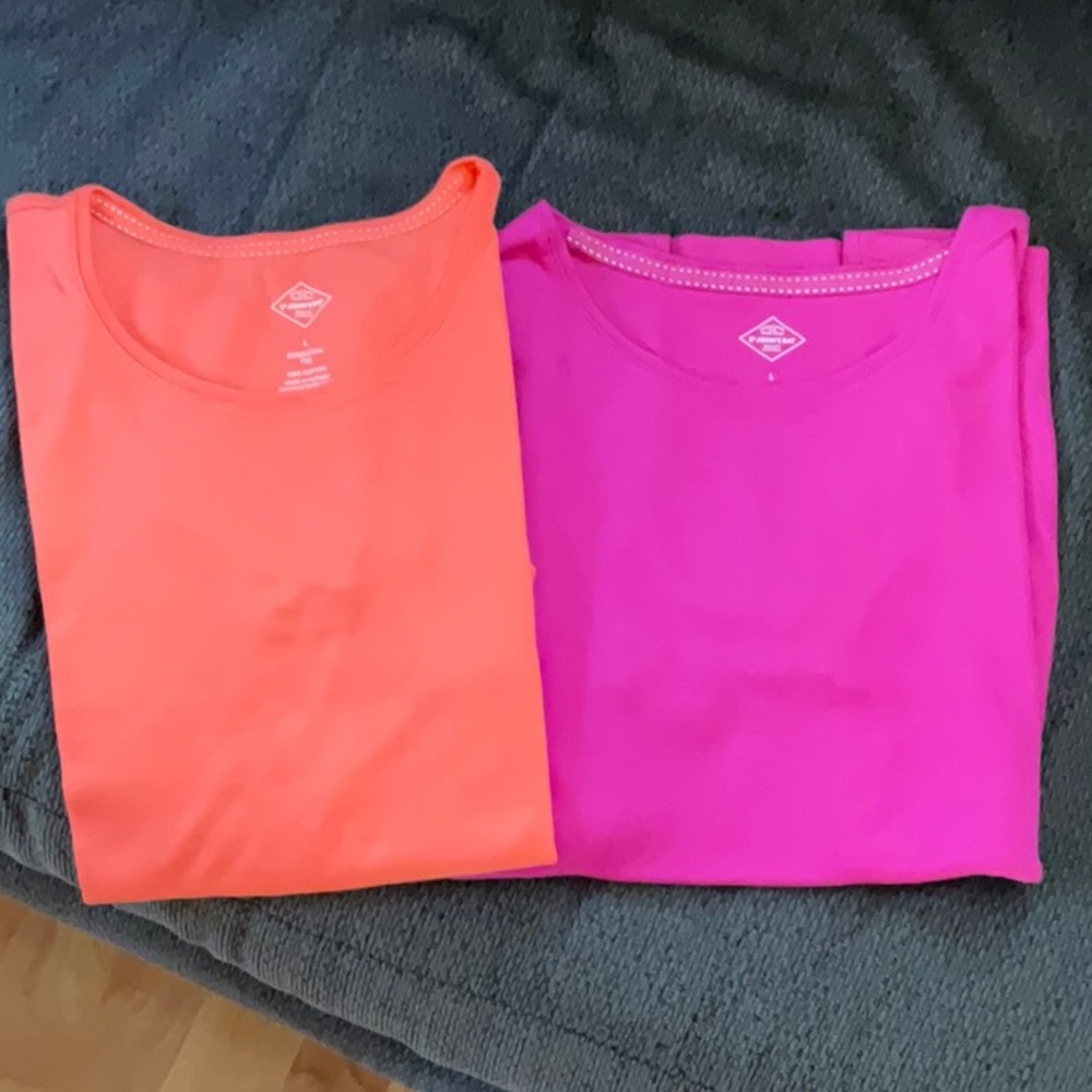 Bright Coral and Hot Pink Crewneck Tees